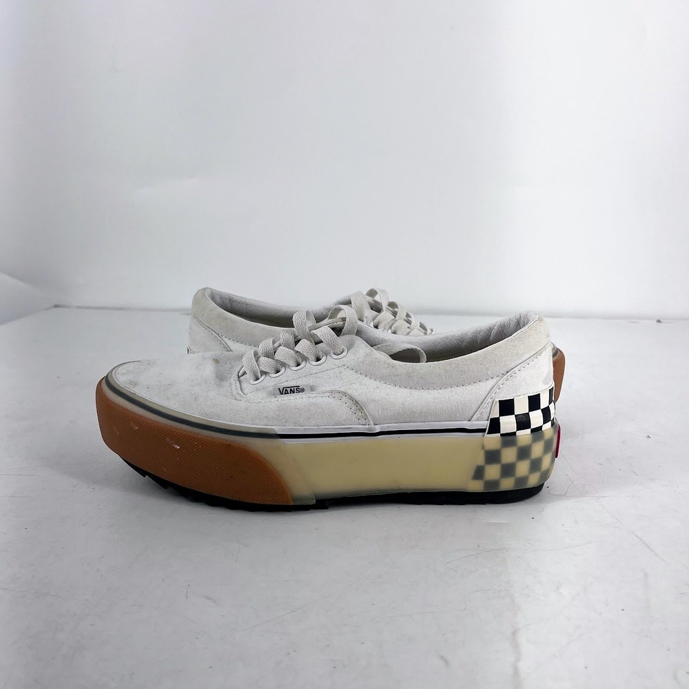 Vans Era Stacked Marshmallow White Checkerboard Platform Sneakers Womens 8